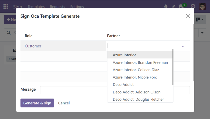 Assigning signing roles on a signature request