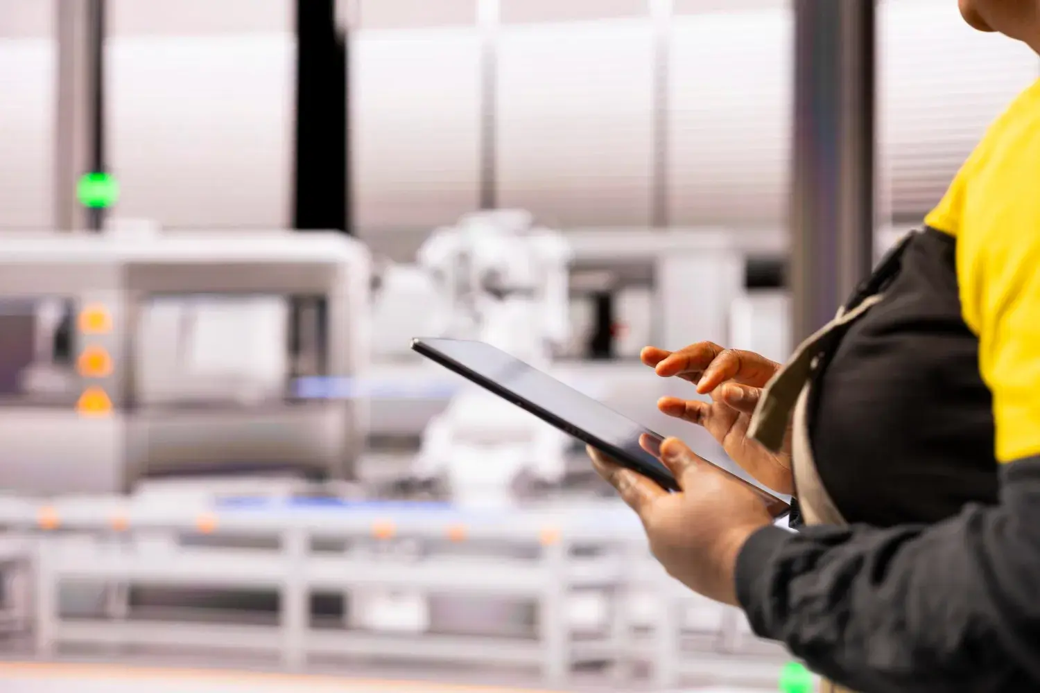 A person at work using a tablet