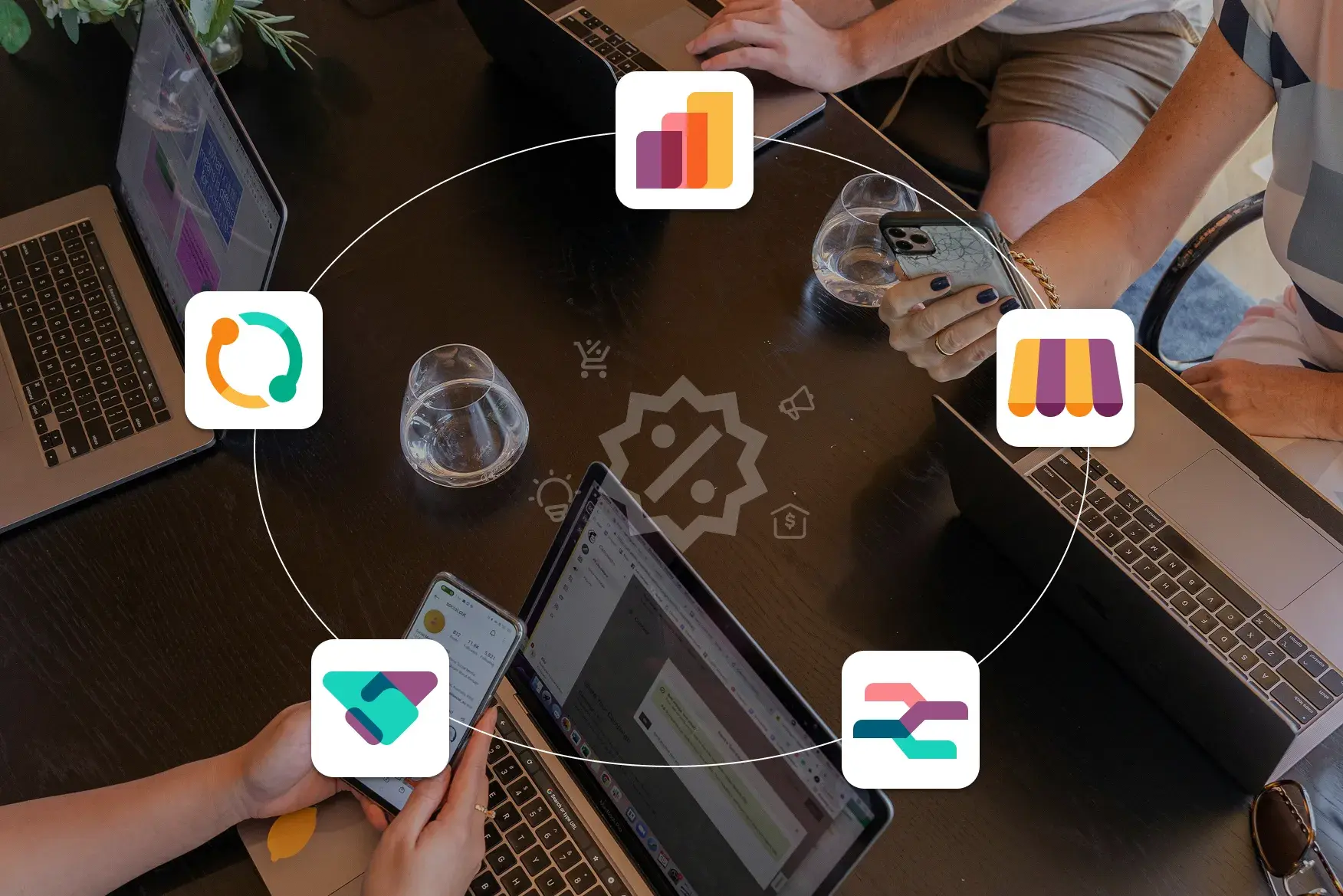 Set of logos for sales and marketing applications