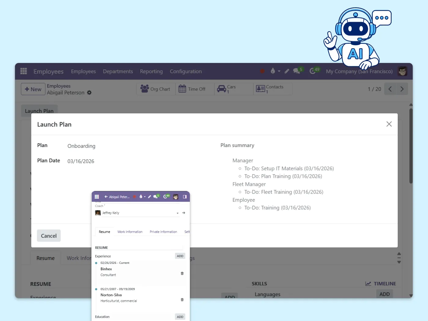 Screenshots showing the details of a plan launch