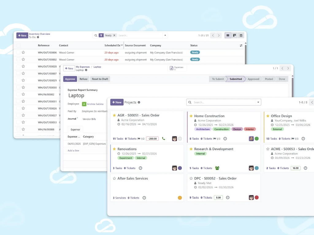 A collection of screenshots showing various benefits of the Binhex Cloud system