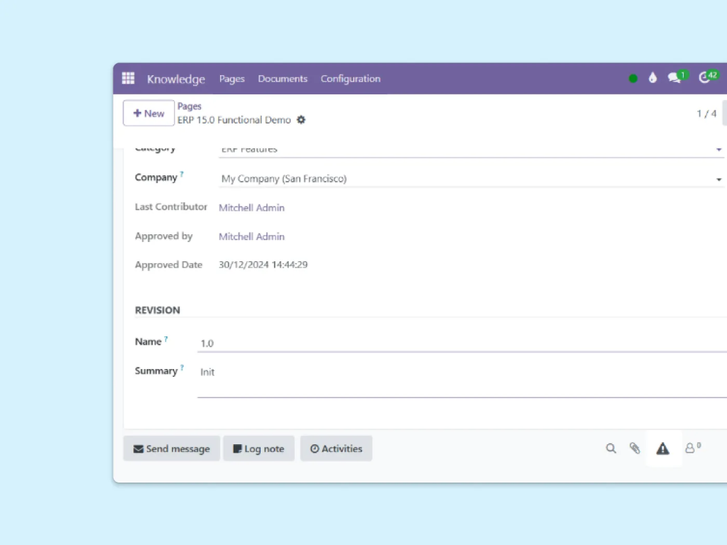 Screenshot showing how the content approval workflow is displayed