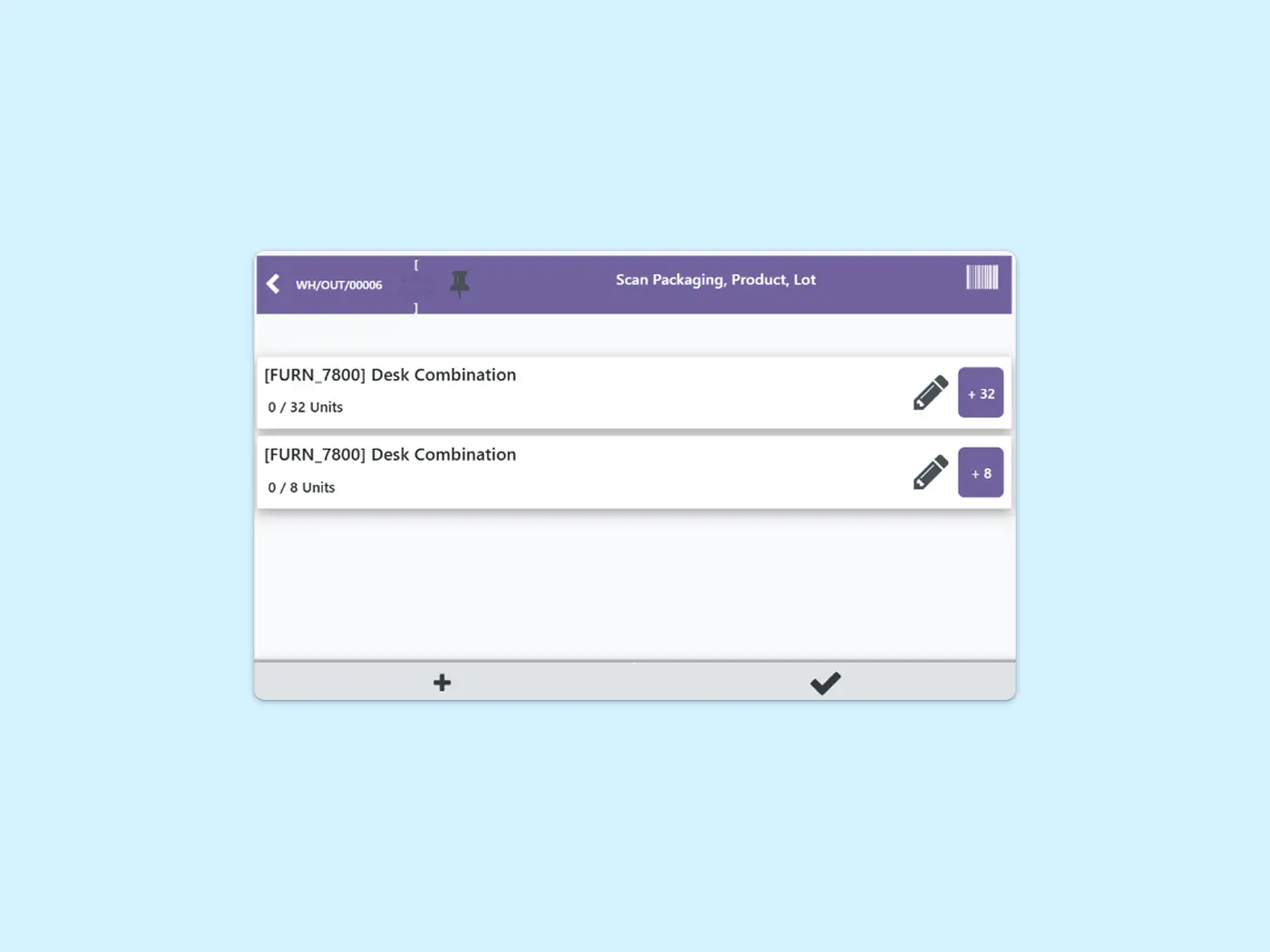 Scanning a product barcode to update inventory from a mobile device
