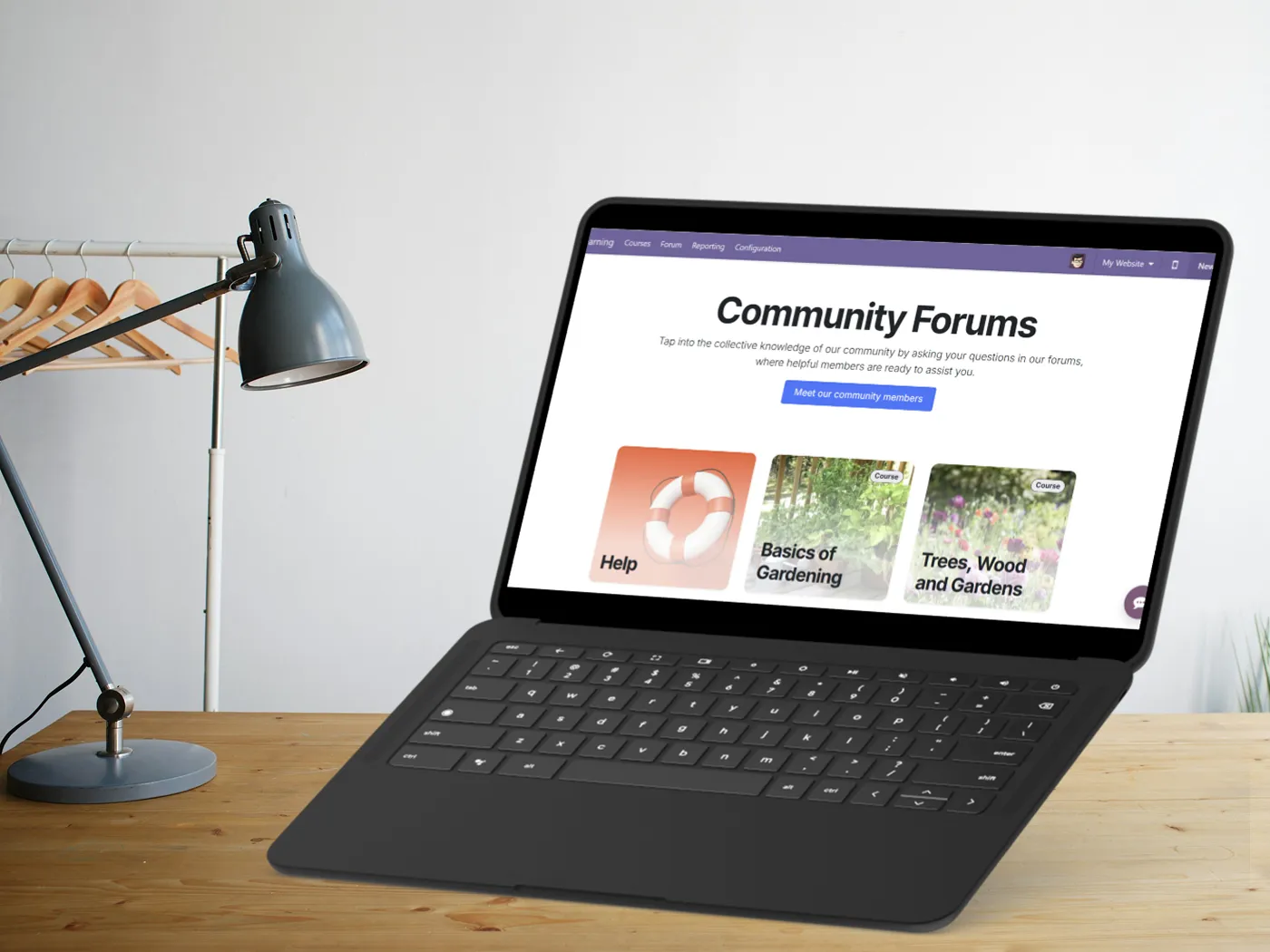 A computer displaying the main screen of the Forum app
