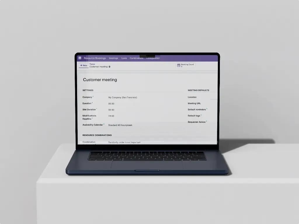 A computer where we can view the Resource Booking application on the screen