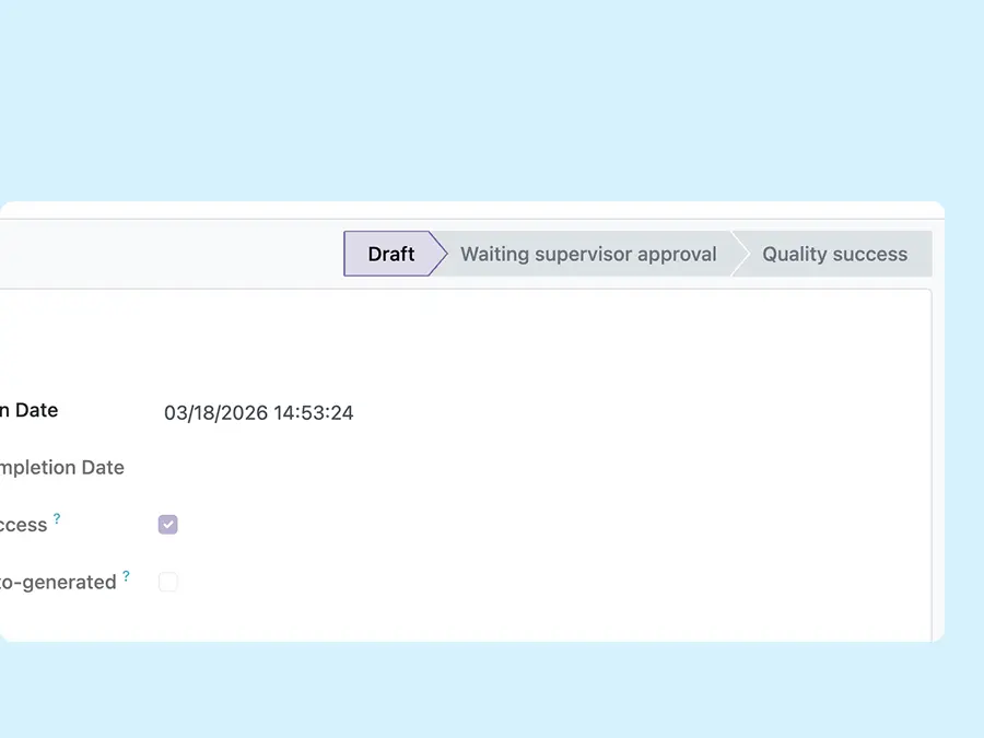 Screenshot showing how to change the status of an inspection
