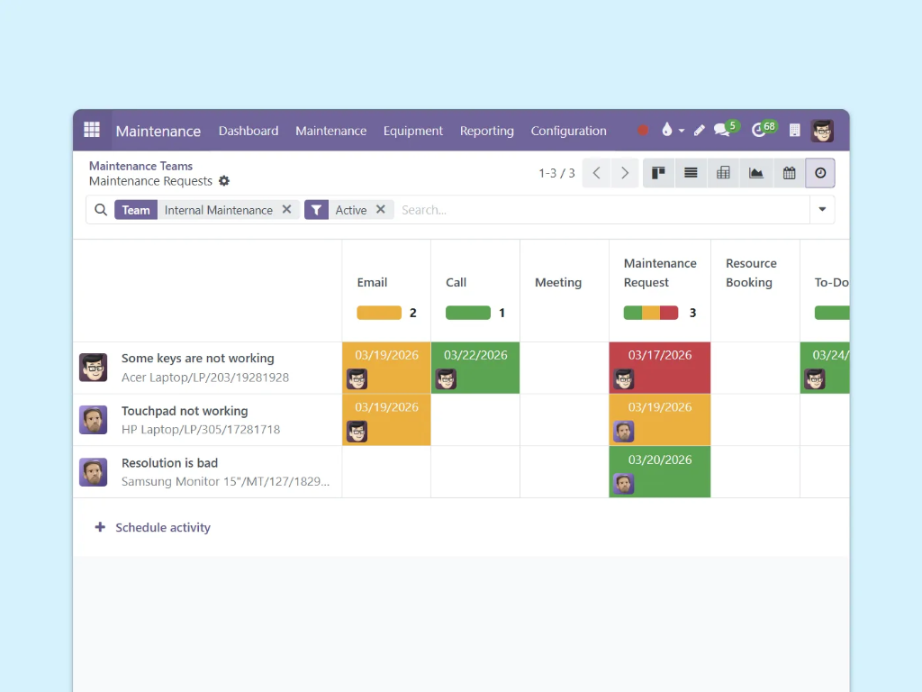 Screenshot showing how collaboration between employees works within the app