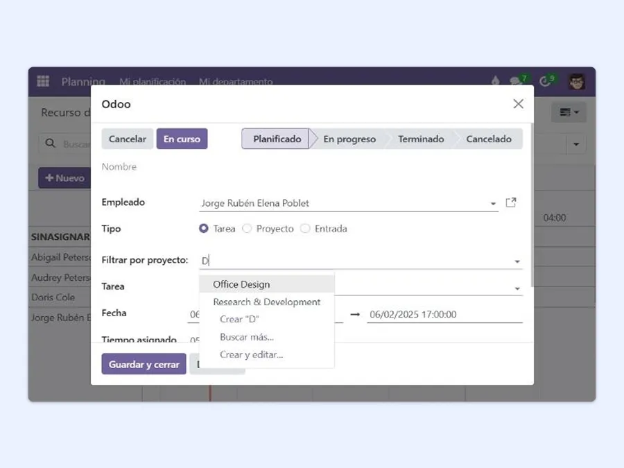 A screen showing the creation of a task and its many customization options