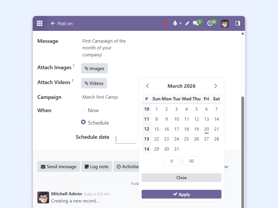 Screenshot showing the process of automating a post