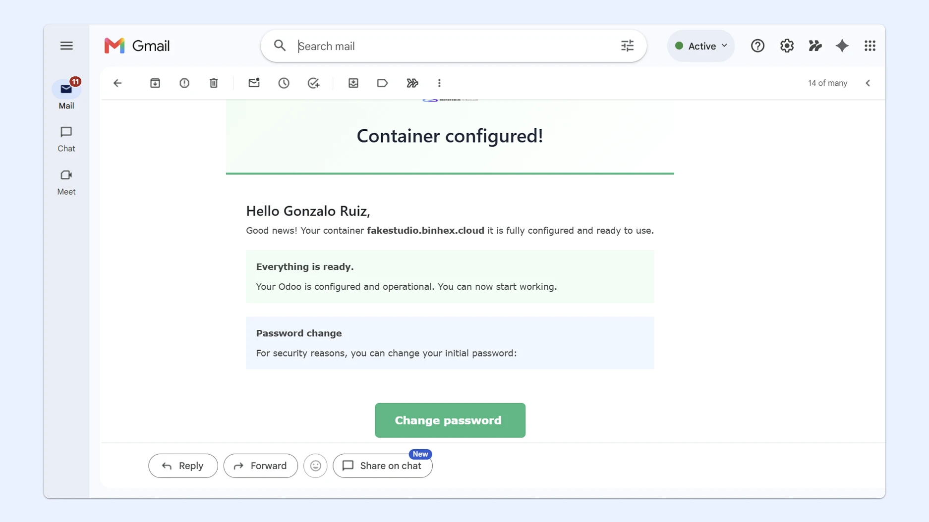 Create-workspace Step 2 - set up password