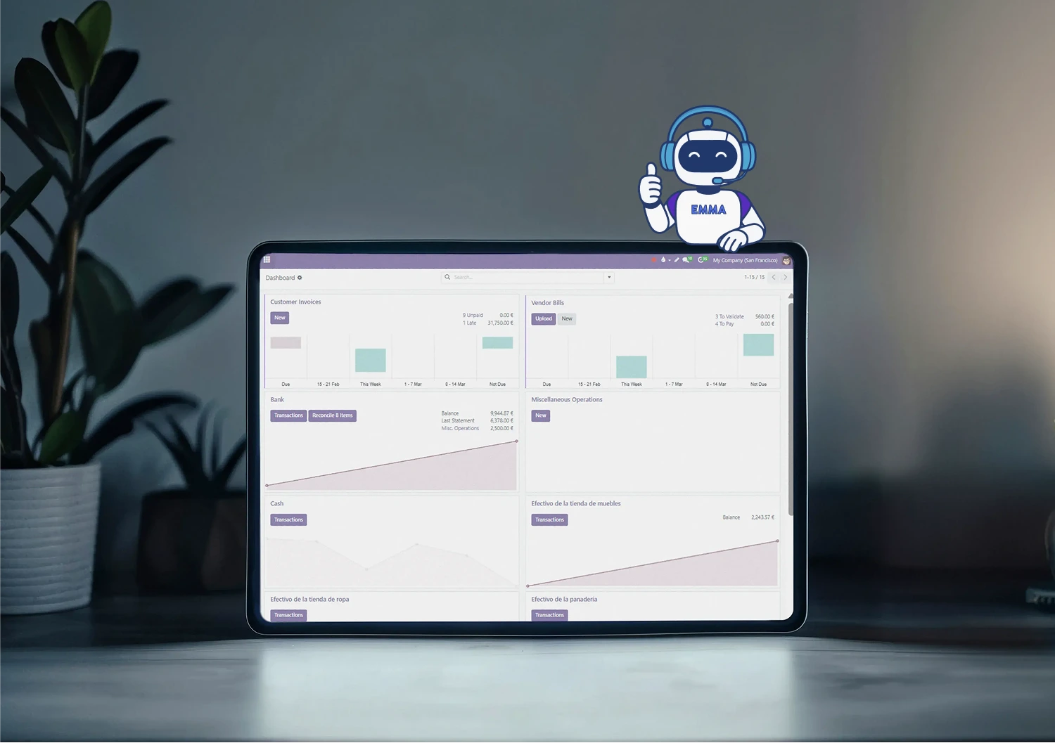 Open source accounting software dashboard with AI invoice capture